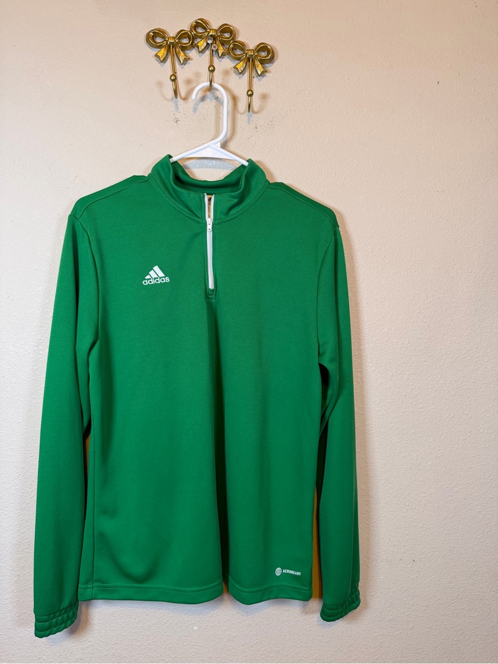 adidas Green Quarter-Zip Athletic Pullover